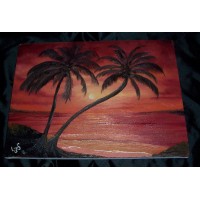 "Caribbean Sunset (black canvas test)" 