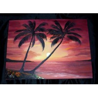 "Caribbean Sunset (white canvas test)"